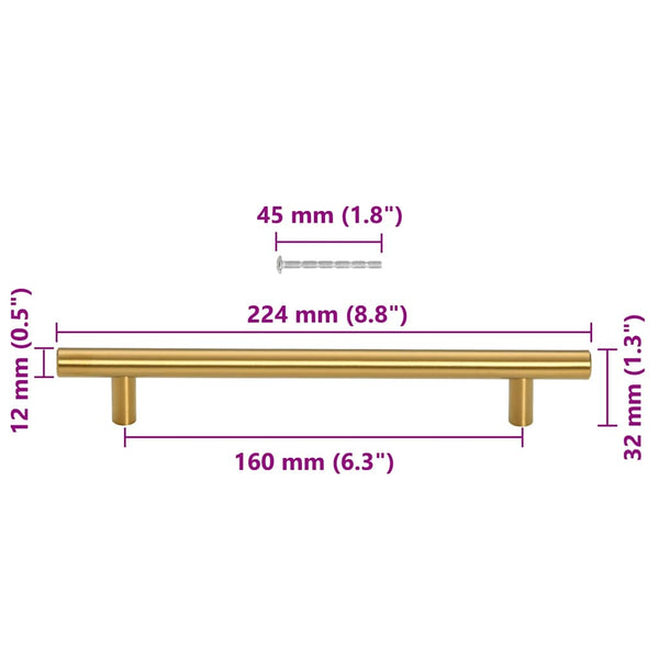 vidaXL Furniture Handles 10 pcs. Gold 160 mm Stainless Steel