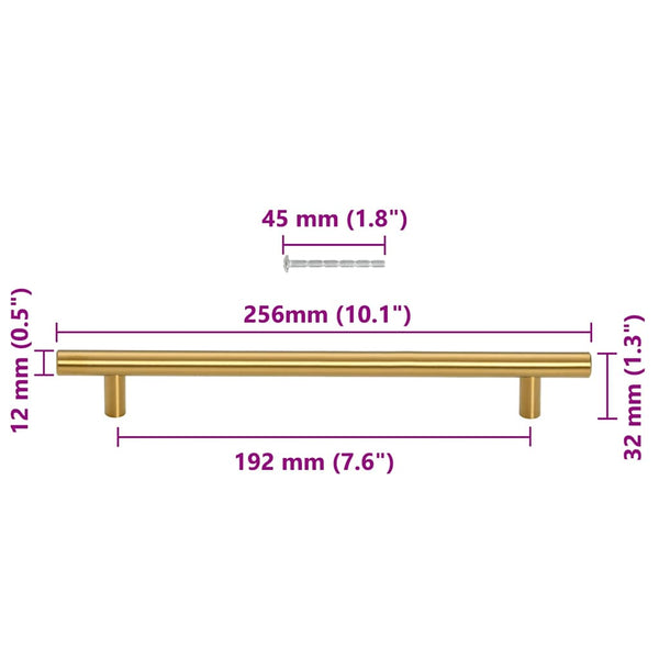 vidaXL Furniture Handles 5 pcs. Golden 192 mm Stainless Steel