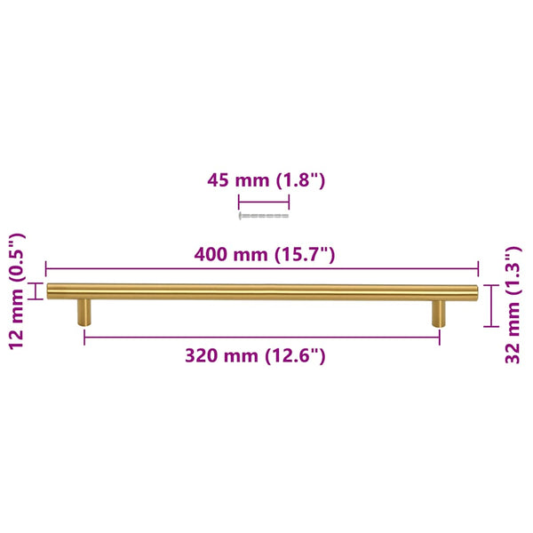 vidaXL Furniture Handles 5 pcs. Golden 320 mm Stainless Steel
