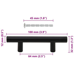 vidaXL Furniture Handles 10 pcs. Black 64 mm Stainless Steel