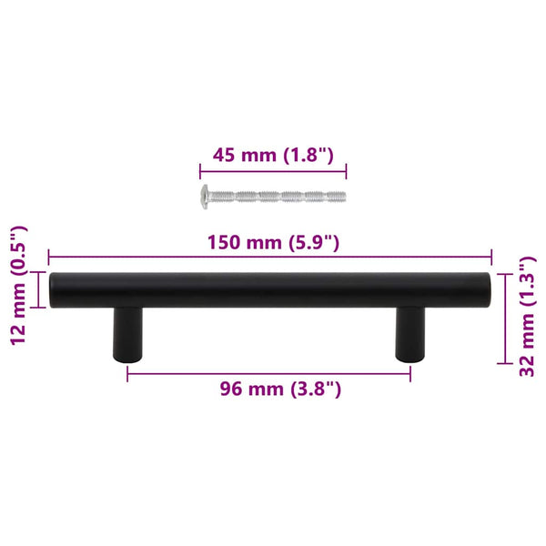 vidaXL Furniture Handles 10 pcs. Black 96 mm Stainless Steel