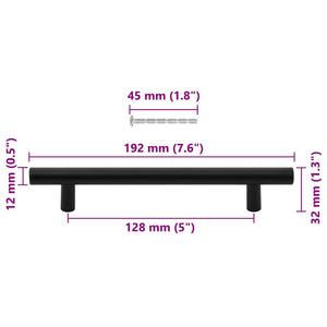 vidaXL Furniture Handles 10 pcs. Black 128 mm Stainless Steel