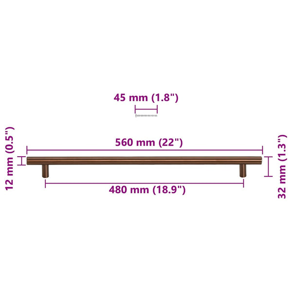 vidaXL Furniture Handles 5 pcs. Bronze 480 mm Stainless Steel