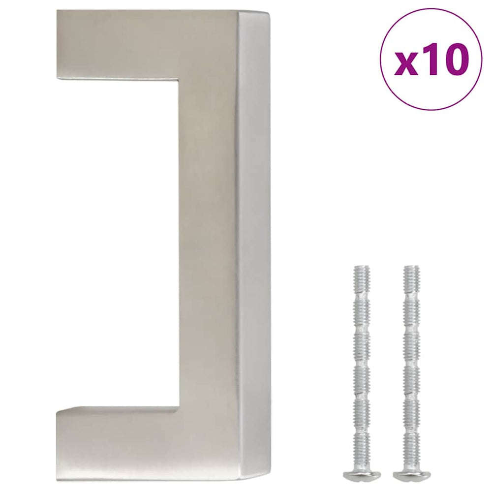 vidaXL Furniture Handles 10 pcs. Silver 64 mm Stainless Steel