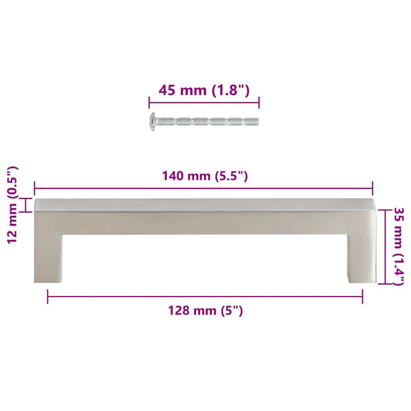 vidaXL Furniture Handles 10 pcs. Silver 128 mm Stainless Steel