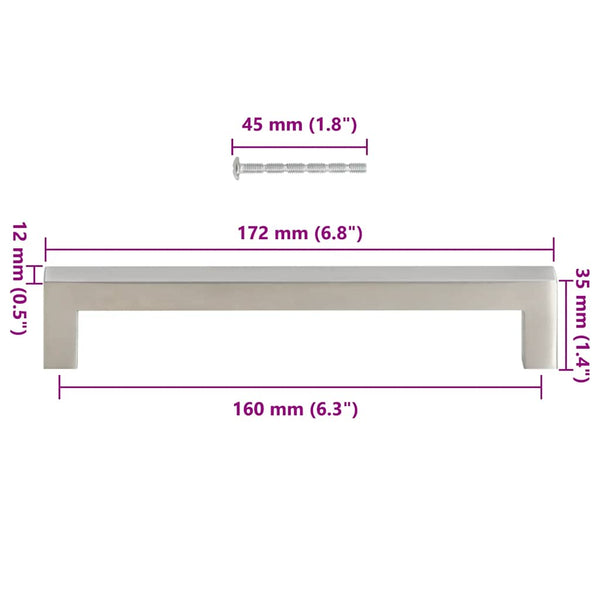vidaXL Cabinet Handles 10 pcs. Silver 160 mm Stainless Steel