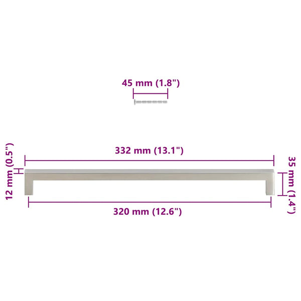 vidaXL Furniture Handles 5 pcs. Silver 320 mm Stainless Steel