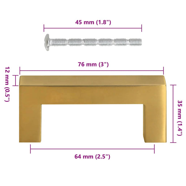 vidaXL Furniture Handles 10 pcs. Golden 64 mm Stainless Steel
