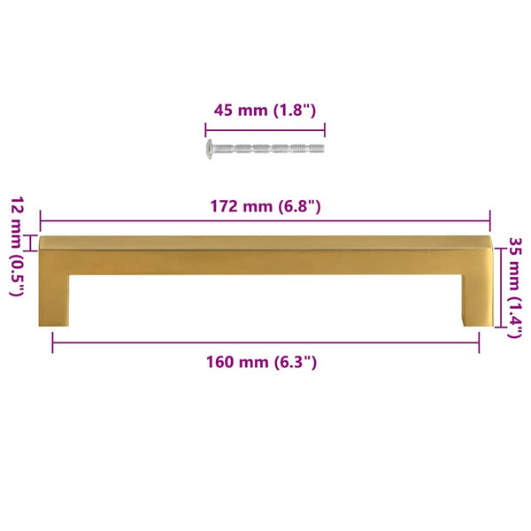 vidaXL Furniture Handles 10 pcs. Gold 160 mm Stainless Steel