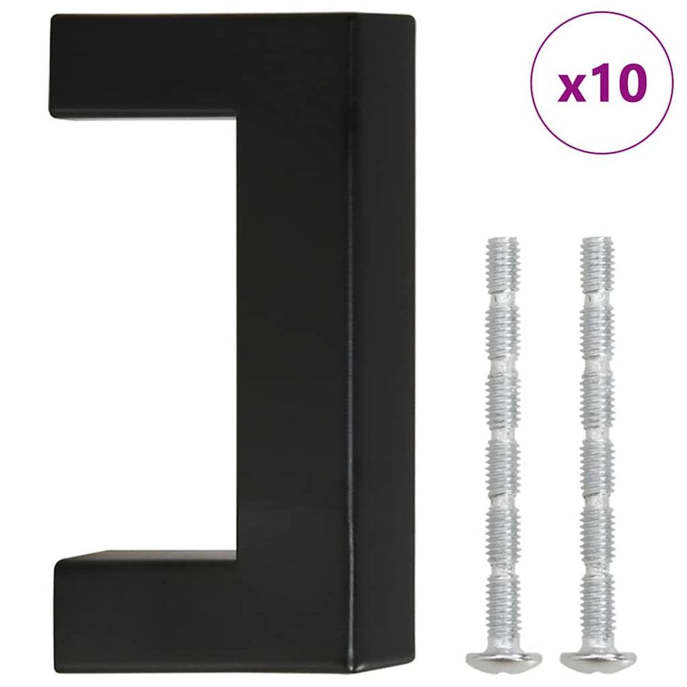 vidaXL Furniture Handles 10 pcs. Black 64 mm Stainless Steel