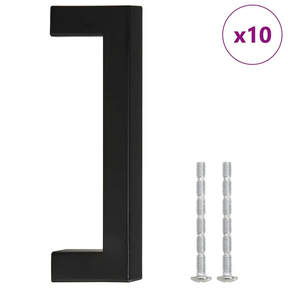vidaXL Furniture Handles 10 pcs. Black 96 mm Stainless Steel