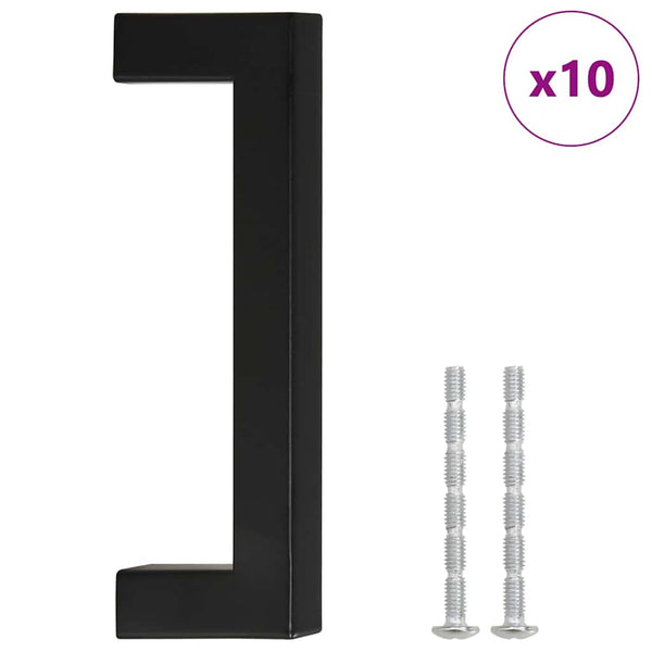 vidaXL Furniture Handles 10 pcs. Black 96 mm Stainless Steel