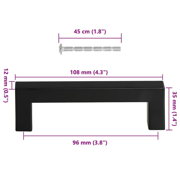 vidaXL Furniture Handles 10 pcs. Black 96 mm Stainless Steel