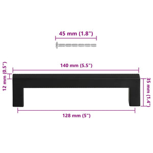 vidaXL Furniture Handles 10 pcs. Black 128 mm Stainless Steel