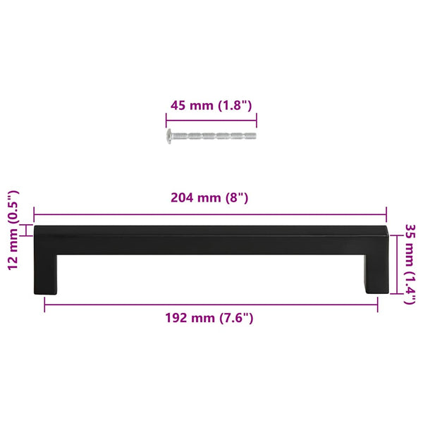 vidaXL Furniture Handles 5 pcs Black 192 mm Stainless Steel