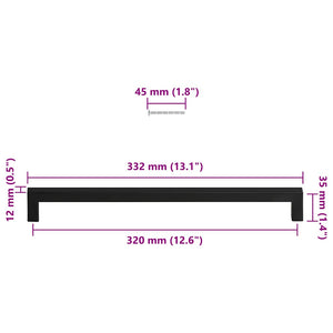 vidaXL Furniture Handles 5 pcs Black 320 mm Stainless Steel