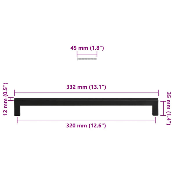 vidaXL Furniture Handles 5 pcs Black 320 mm Stainless Steel