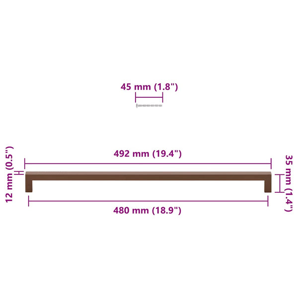 vidaXL Furniture Handles 5 pcs. Bronze 480 mm Stainless Steel