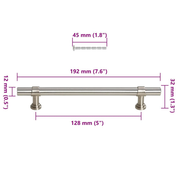 vidaXL Furniture Handles 10 pcs. Silver 128 mm Stainless Steel