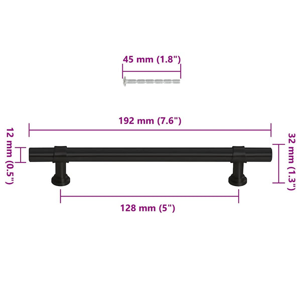 vidaXL Furniture Handles 10 pcs. Black 128 mm Stainless Steel