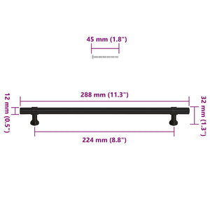 vidaXL Furniture Handles 5 pcs. Black 224 mm Stainless Steel