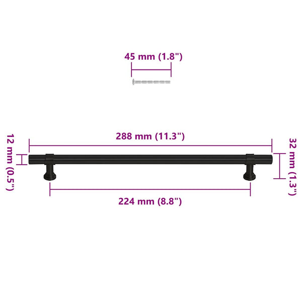 vidaXL Furniture Handles 5 pcs. Black 224 mm Stainless Steel
