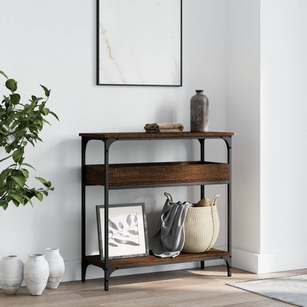 vidaXL Console Table with Storage Brown Oak Look 75x29x75cm