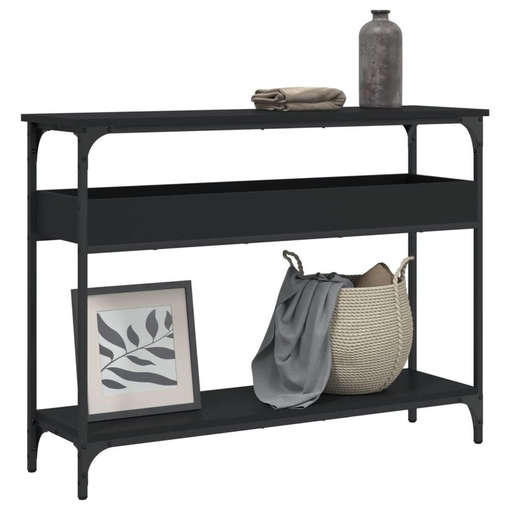 vidaXL Console Table with Shelf Black 100x29x75 cm Engineered Wood