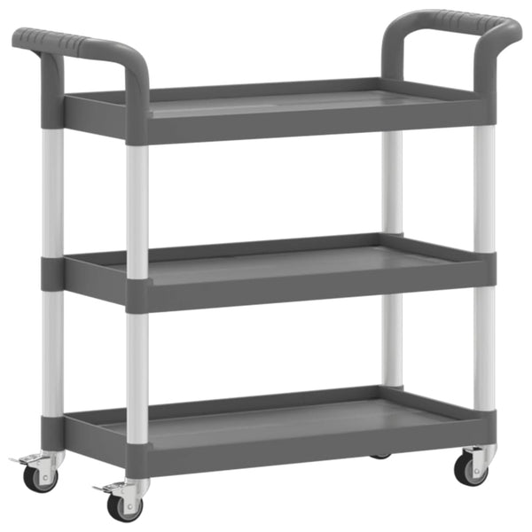vidaXL 3-Tier Rolling Cart Grey 77x34x72 cm Aluminium