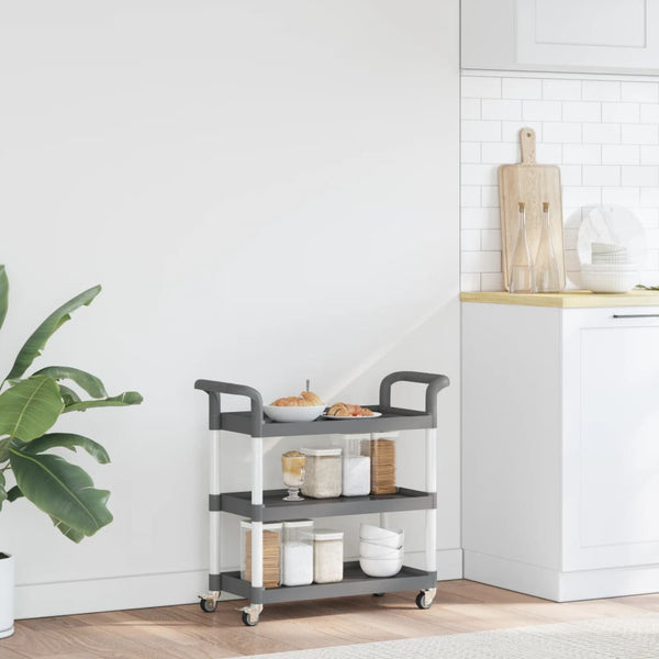 vidaXL 3-Tier Rolling Cart Grey 77x34x72 cm Aluminium
