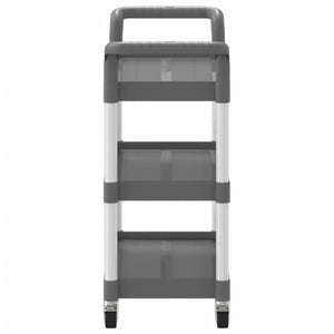 vidaXL 3-Tier Rolling Cart Grey 77x34x72 cm Aluminium