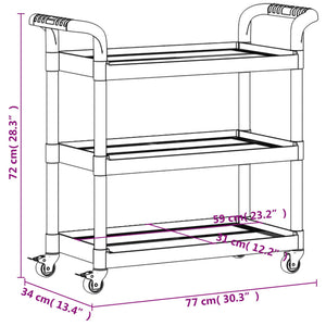 vidaXL 3-Tier Rolling Cart Grey 77x34x72 cm Aluminium