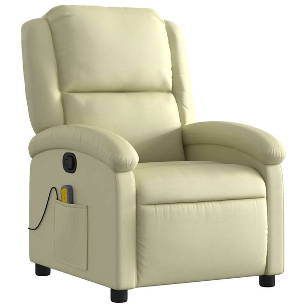 vidaXL Massage Recliner Cream Genuine Leather