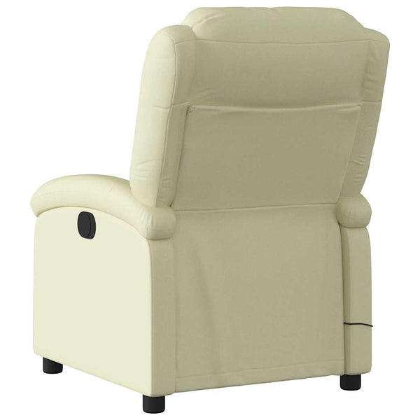 vidaXL Massage Recliner Cream Genuine Leather