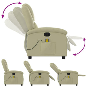 vidaXL Massage Recliner Cream Genuine Leather