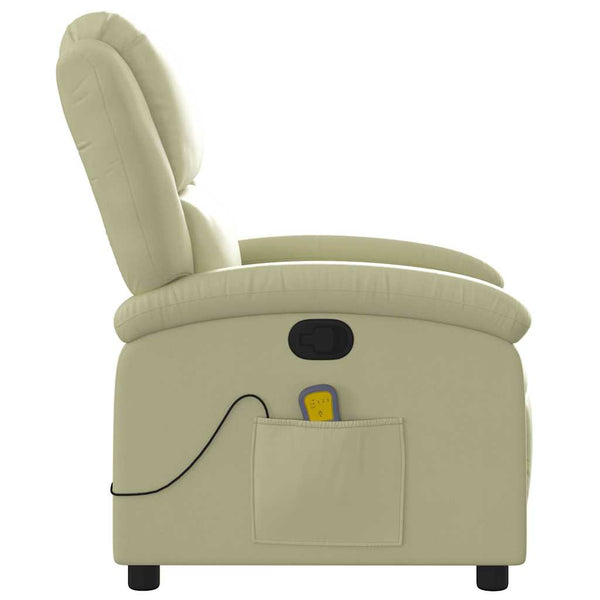 vidaXL Massage Recliner Cream Genuine Leather