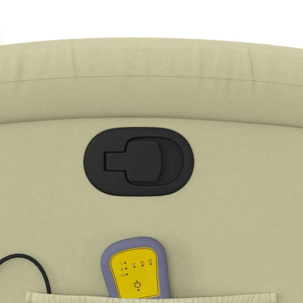 vidaXL Massage Recliner Cream Genuine Leather