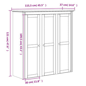 vidaXL Highboard BODO Grey 115.5x43x200.5 cm Solid Pine