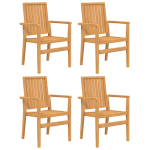 vidaXL Garden Chairs 4 pcs Stackable 56.5x57.5x91 cm Solid Teak Wood