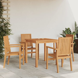 vidaXL Garden Chairs 4 pcs Stackable 56.5x57.5x91 cm Solid Teak Wood