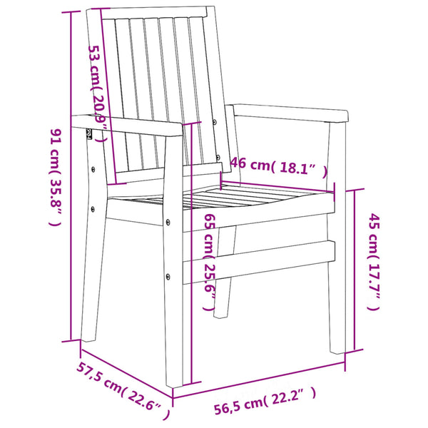 vidaXL Garden Chairs 6 pcs. Stackable 56.5x57.5x91 cm Solid Teak Wood