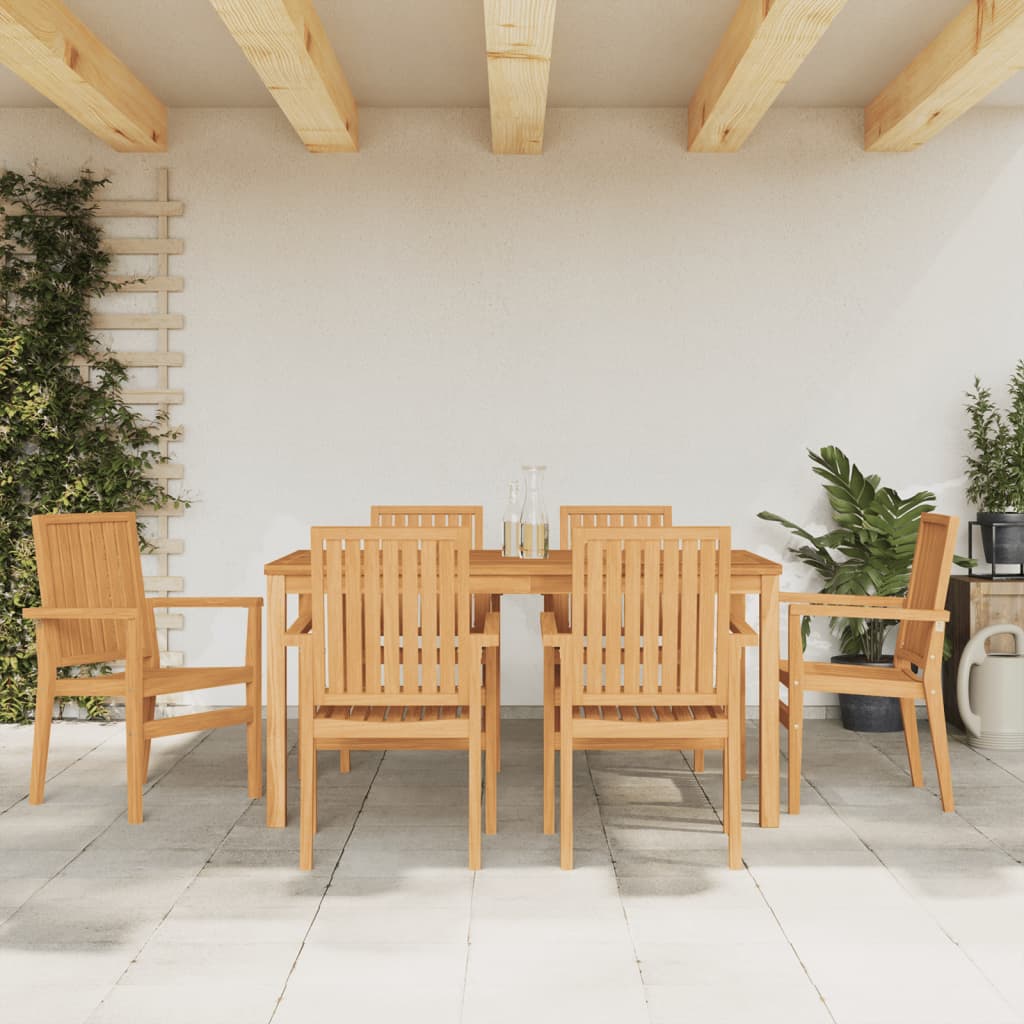 vidaXL Garden Chairs 6 pcs. Stackable 56.5x57.5x91 cm Solid Teak Wood