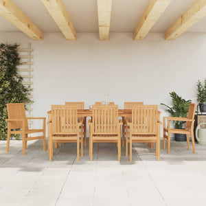 vidaXL Garden Chairs 8 pcs. Stackable 56.5x57.5x91 cm Solid Teak Wood