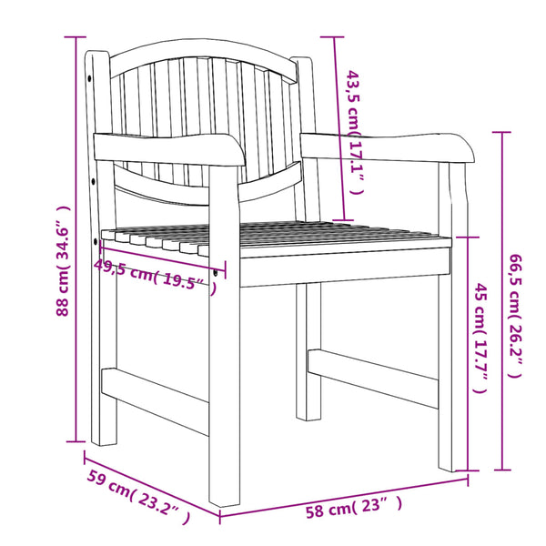 vidaXL Garden Chairs 6 pcs 58x59x88 cm Solid Teak Wood