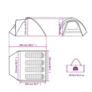 vidaXL 4-Person Dome Camping Tent Orange Waterproof