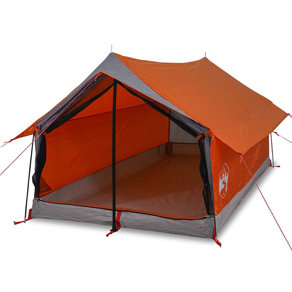 vidaXL 2-Person Camping Tent Grey and Orange Water-Resistant