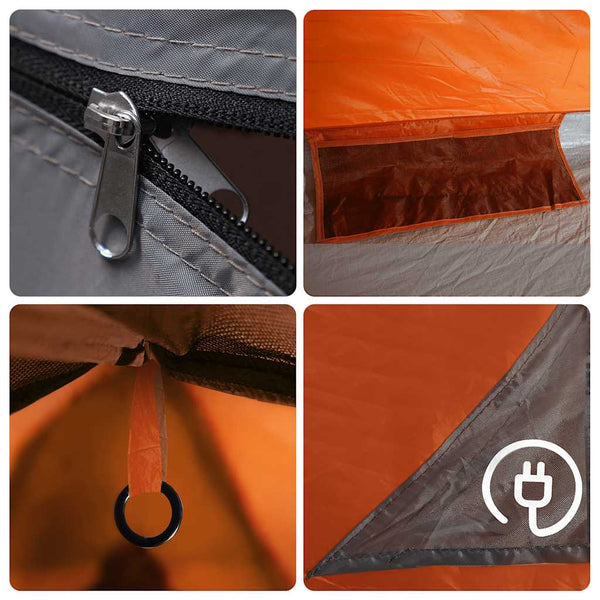 vidaXL 2-Person Camping Tent Grey and Orange Water-Resistant