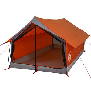 vidaXL 2-Person Camping Tent Grey and Orange Water-Resistant