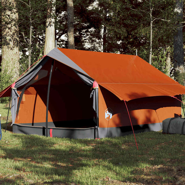 vidaXL 2-Person Camping Tent Grey and Orange Water-Resistant