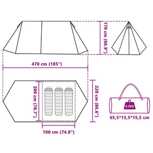 vidaXL 3-Person Camping Tent Green Waterproof